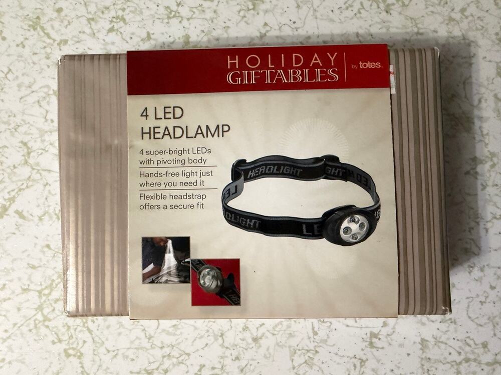 Holiday Giftables by Totes 4 LED Headlamp New Sealed Hands Free Flashlight
